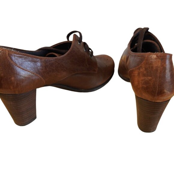Alberto Moretti Womens‎ Brown Italian Leather Lace-Up Heeled Oxfords Size 9 - Picture 4 of 10